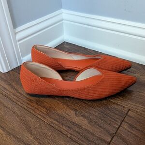 Vivaia Women's Orange Melia Pointed Toe D'Orsay Flats 37 6.5